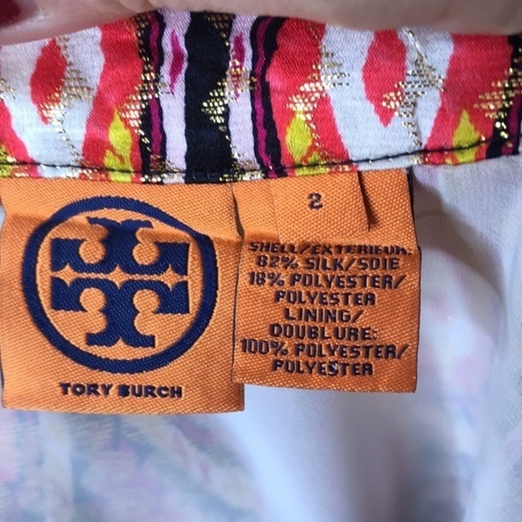 TORY BURCH Lisa Ikat Silk Voile Tunic Blouse sz 2 - Picture 8 of 12